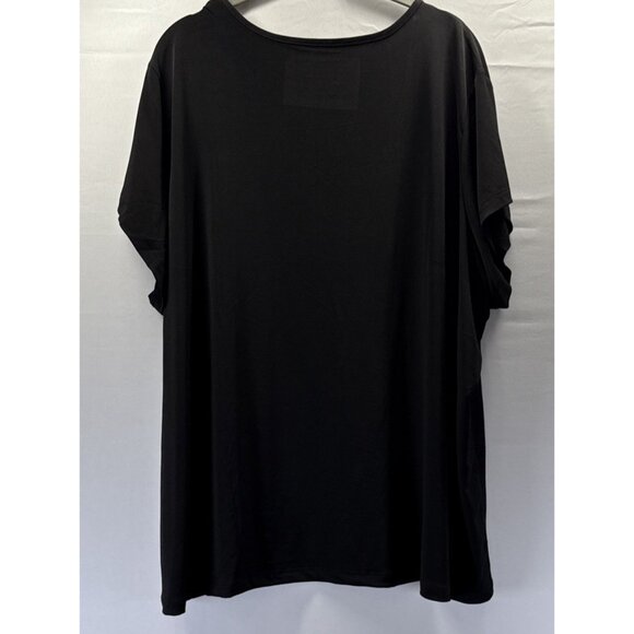 Susan Graver Women's Top Plus 3X Solid Black Square Neck Liquid Knit Pullover - Picture 2 of 5